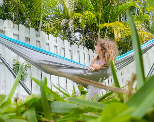 outdoor hammock, portable hammock, hanging relaxation, cozy garden swing, nylon hammock, double hammock, backyard lounging