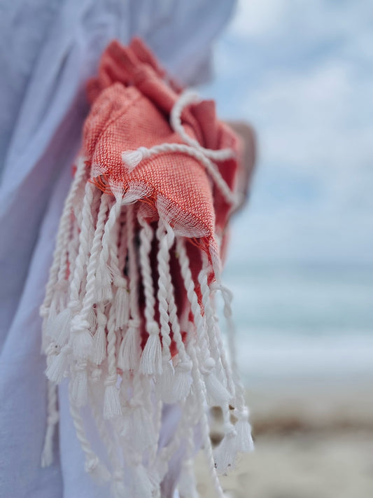 orange lightweight and sandfree beach towel